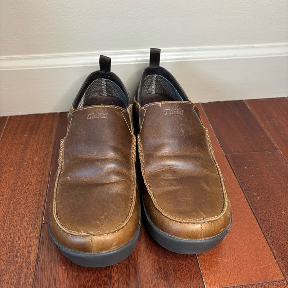 OluKai sz 12 Na’i WP Leather Slip On Waterproof Drop Heel Loafers Brown - Picture 2 of 8